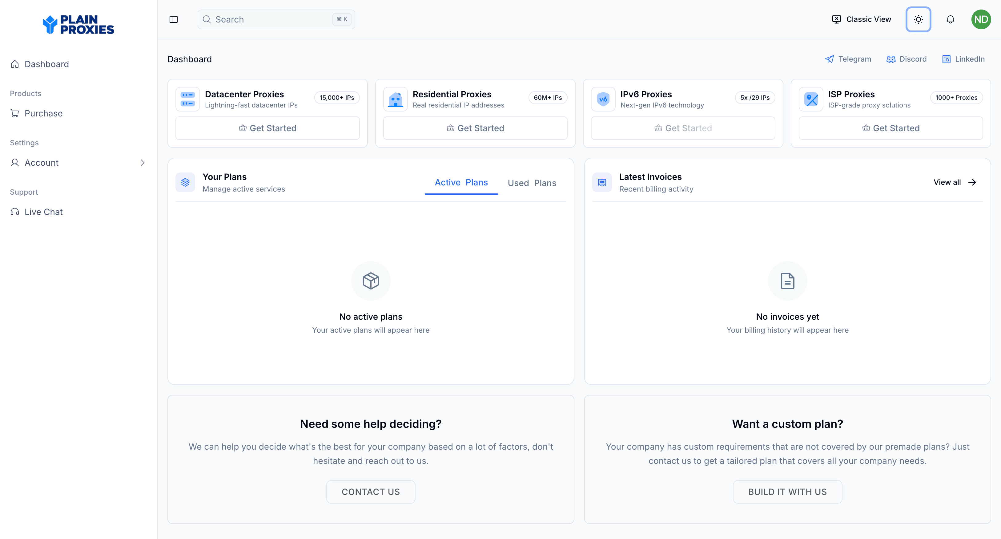 PlainProxies Dashboard