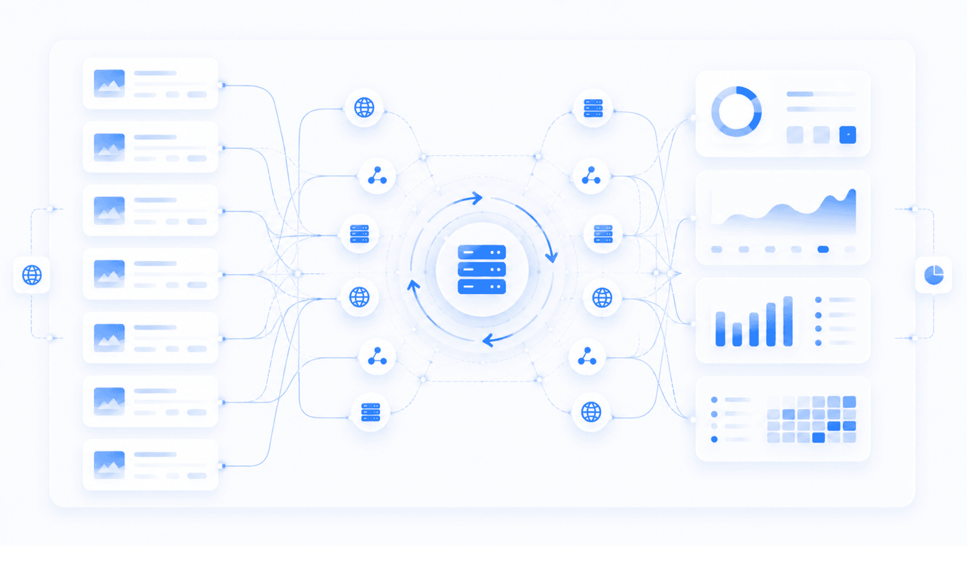 Illustration comparing sticky sessions versus per-request IP rotation for proxy workflows
